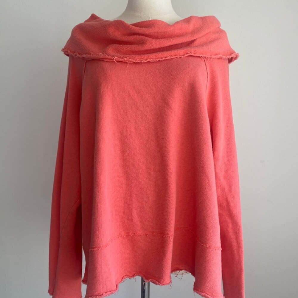 Free People Coral Pink Off-Shoulder Sweatshirt